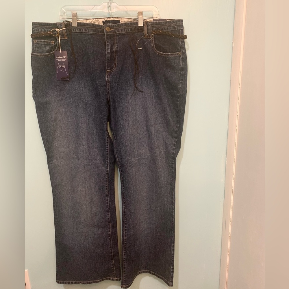 NWT Duplex by Tyte Western Medium Wash 5 Pocket High Rise Wide Leg Jeans , 24W